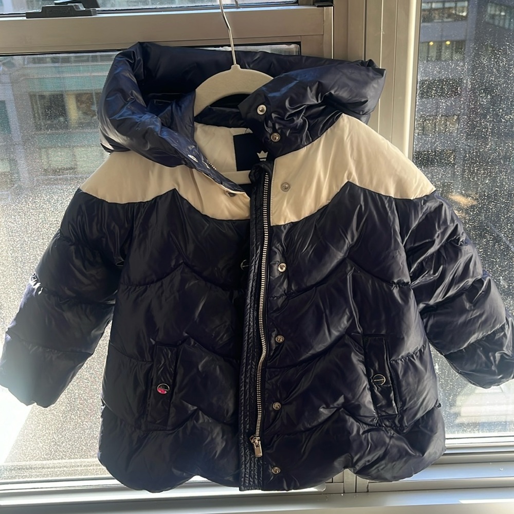 Jacadi white and blue down winter jacket